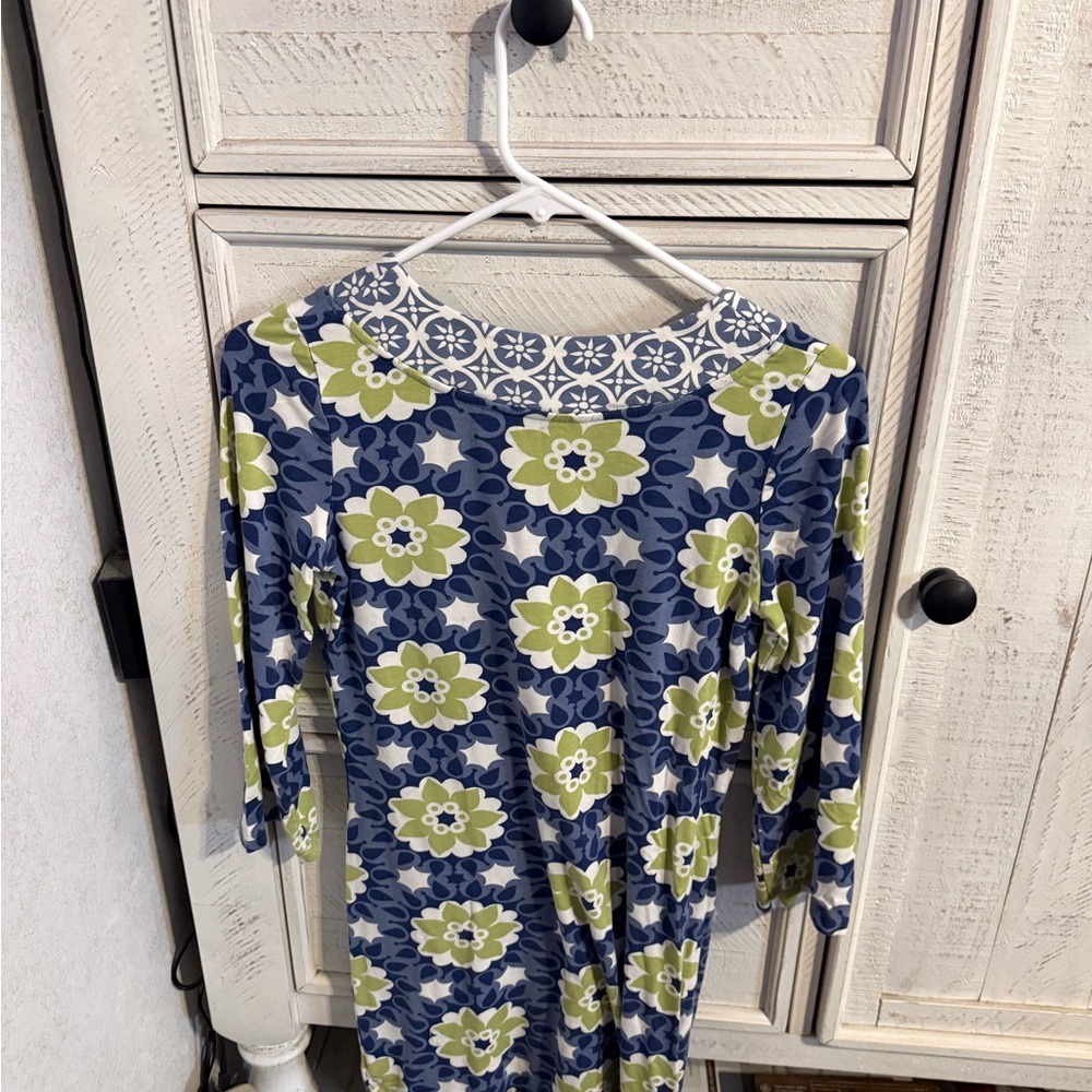 Boden Blue and Green Floral Long Sleeve Dress - Picture 2 of 4